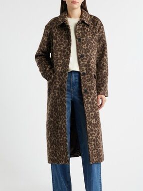 NWT Madewell SOLD OUT Single-Breasted Topcoat in Leopard Print